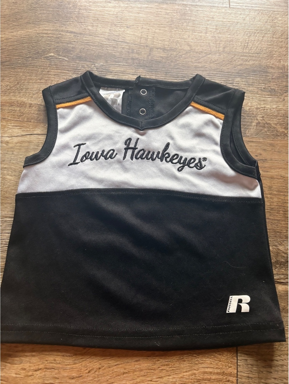 Iowa Hawkeyes Toddler Sleeveless Shirt Black and White Russell Athletic Size 18M